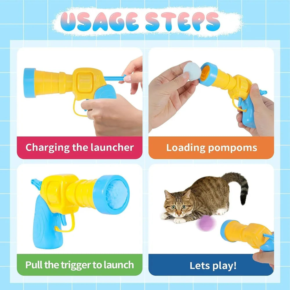 Pompom Cat Blaster + 20 Balls - FREE TODAY ONLY - Classy Pet Life